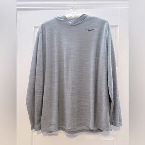 Mens Nike Gray Dry Fit Long Sleeve Hooded Shirt, sz XL